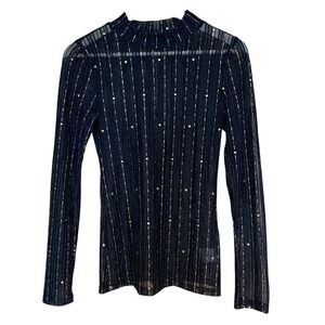 Sheer Mesh Star Mock Neck Top Celestial Whimsigoth Fairy Goth Witch Layering Y2K